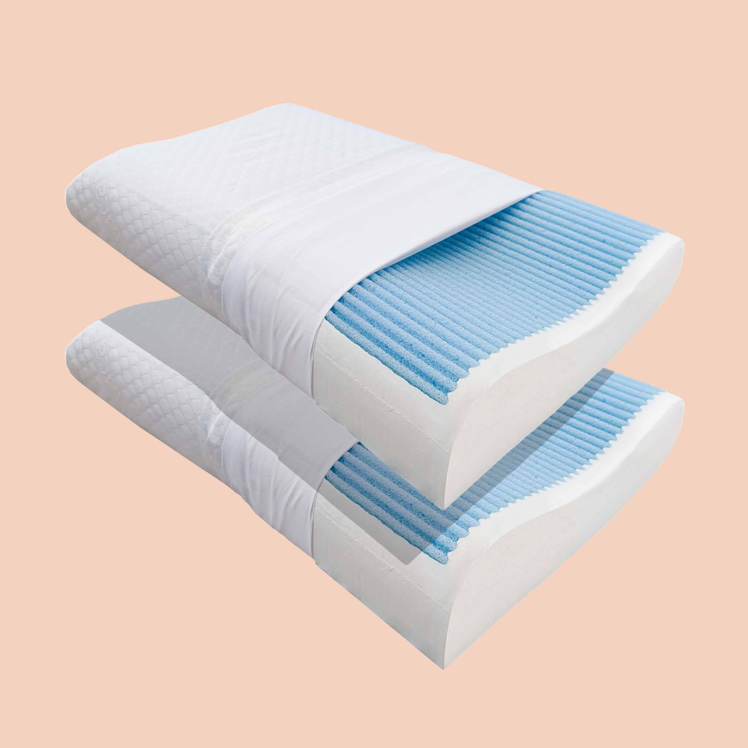 Due cuscini cervicali Lignano di Beliamo in un bundle, progettati per offrire supporto ergonomico e comfort durante il sonno