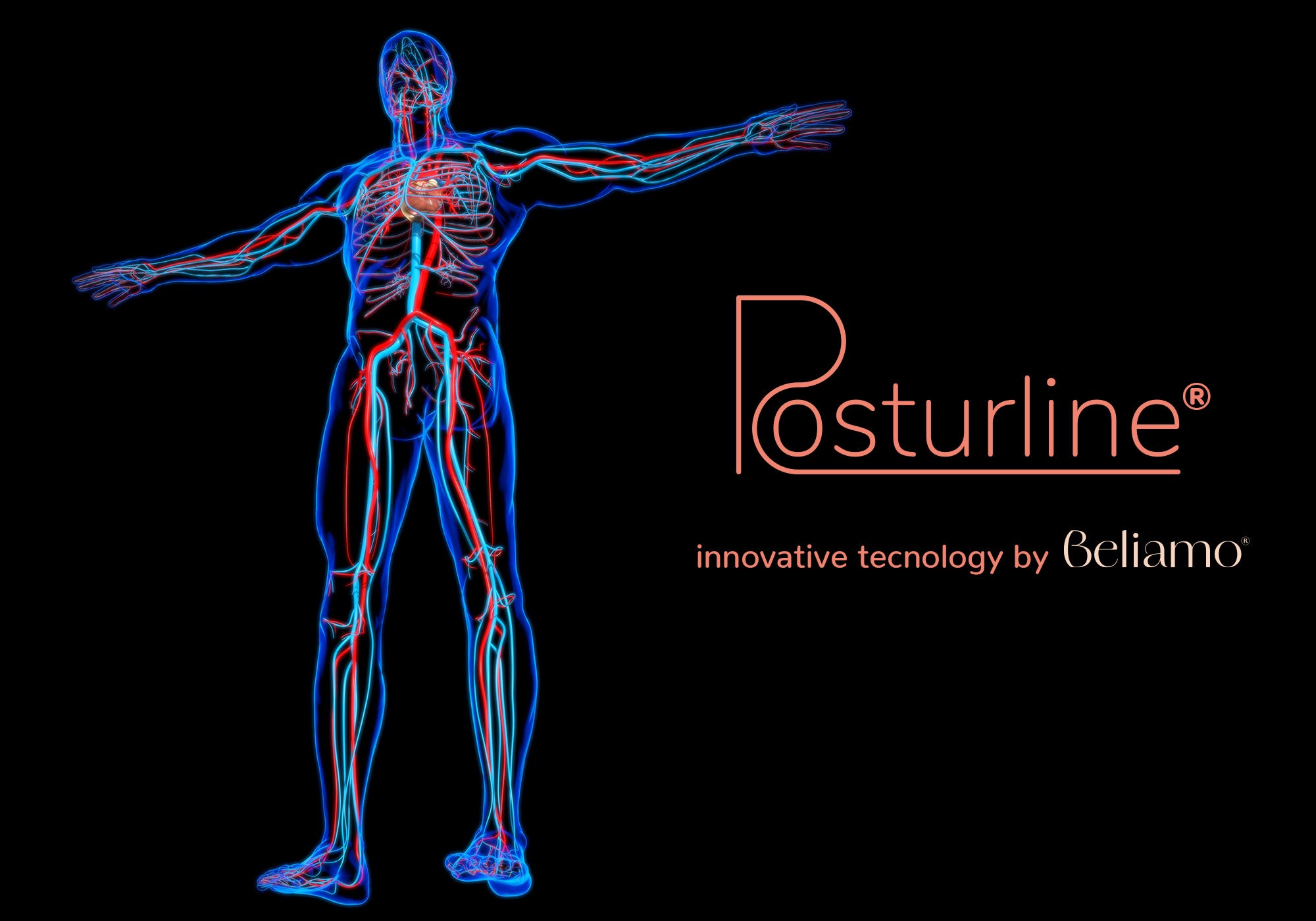Circolazione sanguigna migliorata con tecnologia PosturLine di Beliamo, che mostra il supporto ottimale del materasso