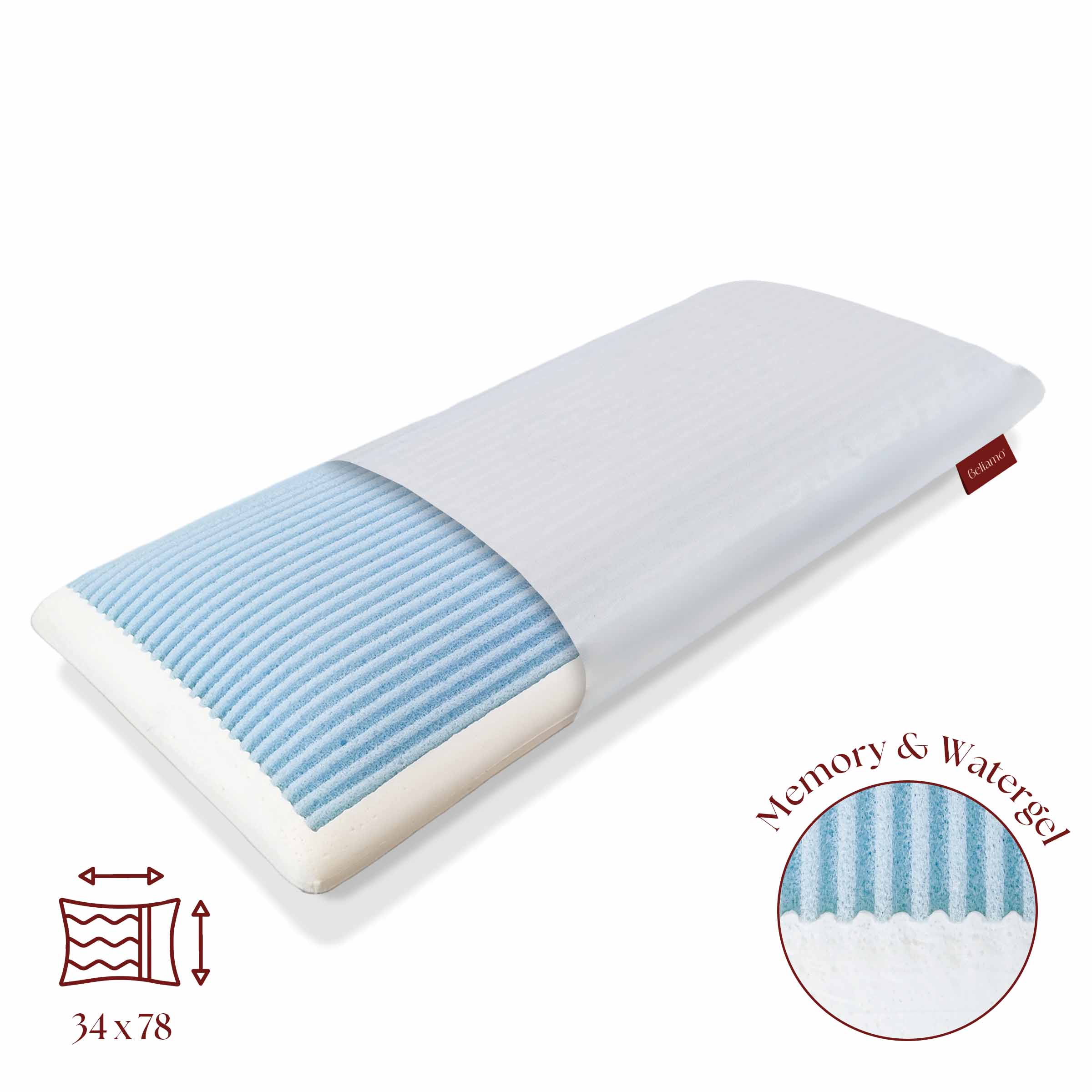 Cuscino LIGNANO LIGHT Memory Foam e Watergel® traspirante - Comfort e freschezza per un riposo ottimale su Beliamo.com