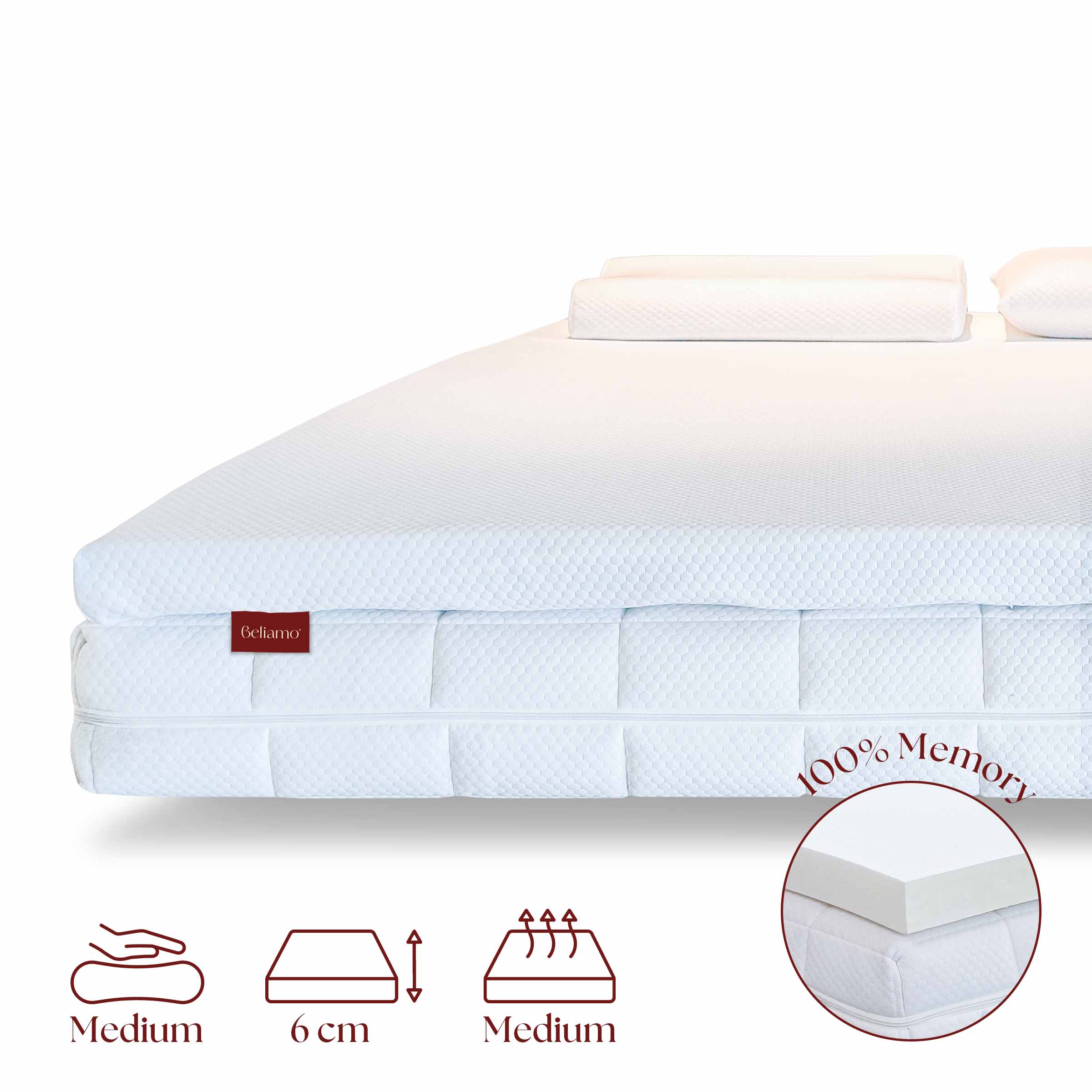 Topper MEMO TOPPER Memory Foam Extrapur®, altezza 6cm - Comfort extra per il tuo materasso su Beliamo.com